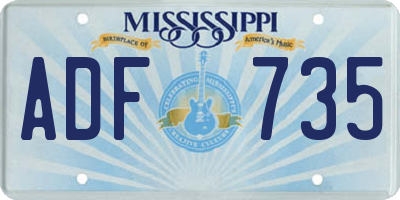 MS license plate ADF735