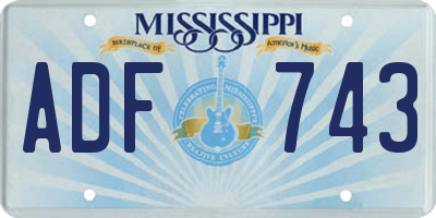 MS license plate ADF743