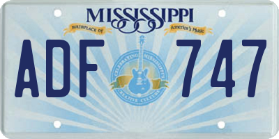 MS license plate ADF747