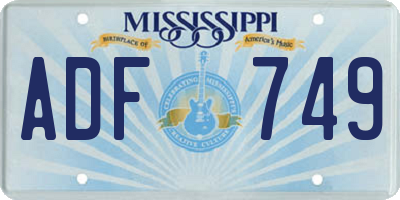 MS license plate ADF749