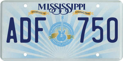 MS license plate ADF750
