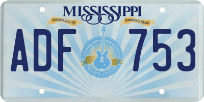 MS license plate ADF753