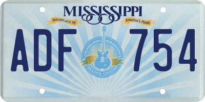 MS license plate ADF754
