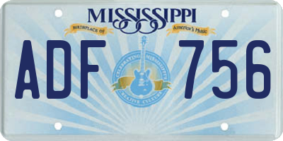 MS license plate ADF756
