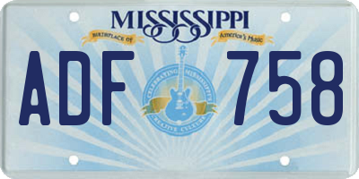 MS license plate ADF758
