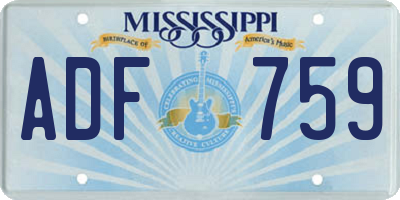 MS license plate ADF759
