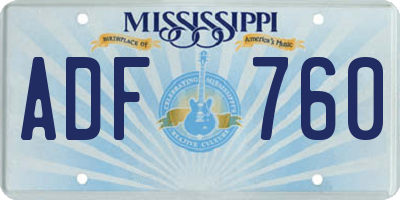 MS license plate ADF760