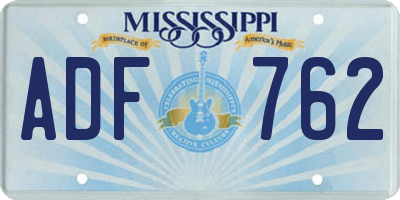 MS license plate ADF762