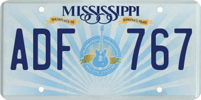 MS license plate ADF767