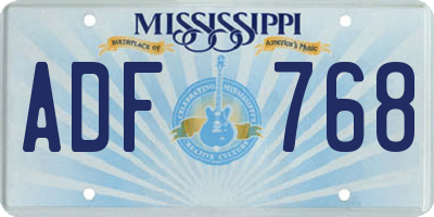 MS license plate ADF768