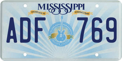 MS license plate ADF769