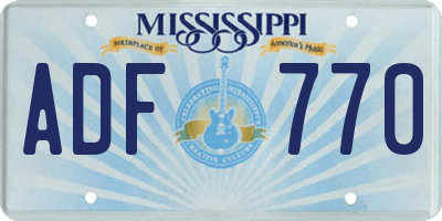 MS license plate ADF770