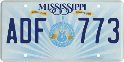 MS license plate ADF773