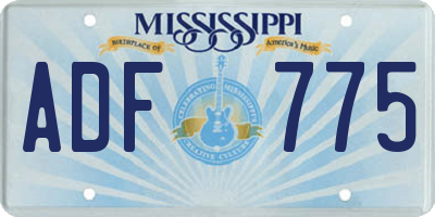 MS license plate ADF775
