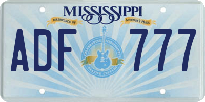 MS license plate ADF777