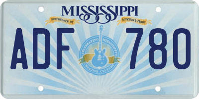 MS license plate ADF780