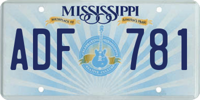 MS license plate ADF781