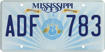 MS license plate ADF783