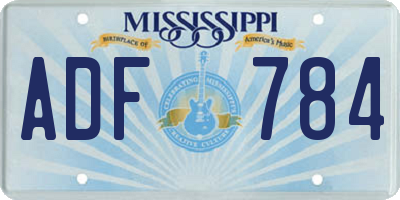 MS license plate ADF784
