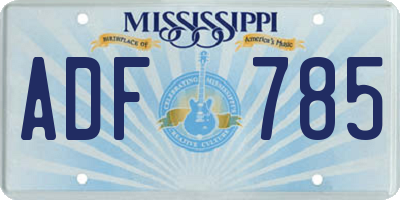 MS license plate ADF785