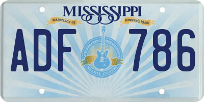 MS license plate ADF786