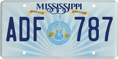 MS license plate ADF787