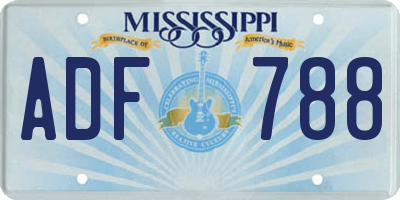 MS license plate ADF788