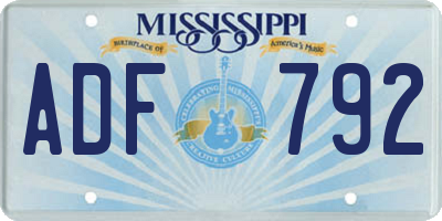 MS license plate ADF792