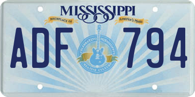 MS license plate ADF794