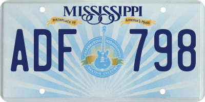 MS license plate ADF798