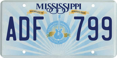 MS license plate ADF799