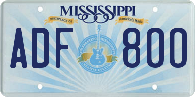 MS license plate ADF800