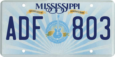 MS license plate ADF803