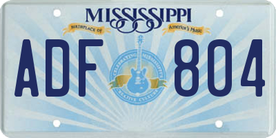 MS license plate ADF804