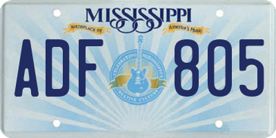 MS license plate ADF805