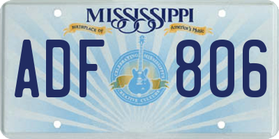 MS license plate ADF806