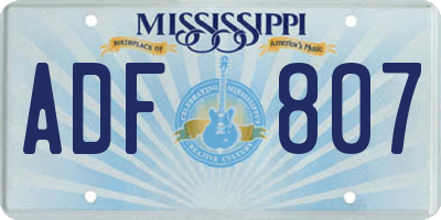 MS license plate ADF807