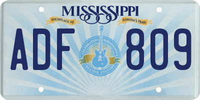 MS license plate ADF809