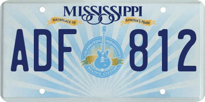 MS license plate ADF812