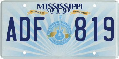 MS license plate ADF819