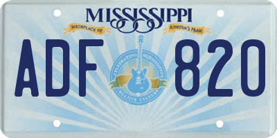 MS license plate ADF820