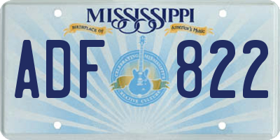 MS license plate ADF822