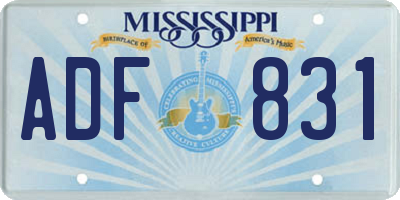MS license plate ADF831