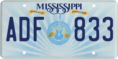 MS license plate ADF833