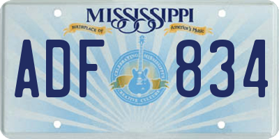MS license plate ADF834