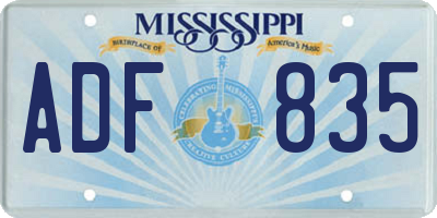MS license plate ADF835