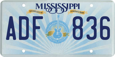 MS license plate ADF836