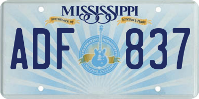 MS license plate ADF837