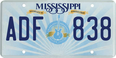 MS license plate ADF838
