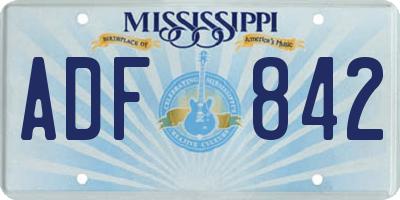 MS license plate ADF842